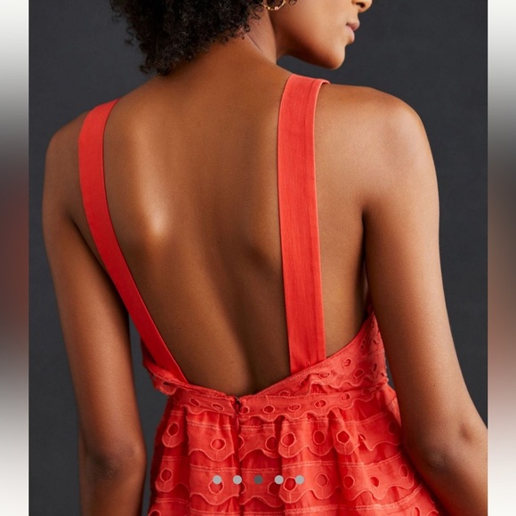 ANTHROPOLOGIE Maeve Eyelet Tiered Midi Dress - Picture 3 of 4